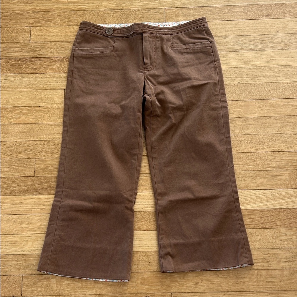 MARC JACOBS vintage brown cotton crop pants floral fabric lining size 4